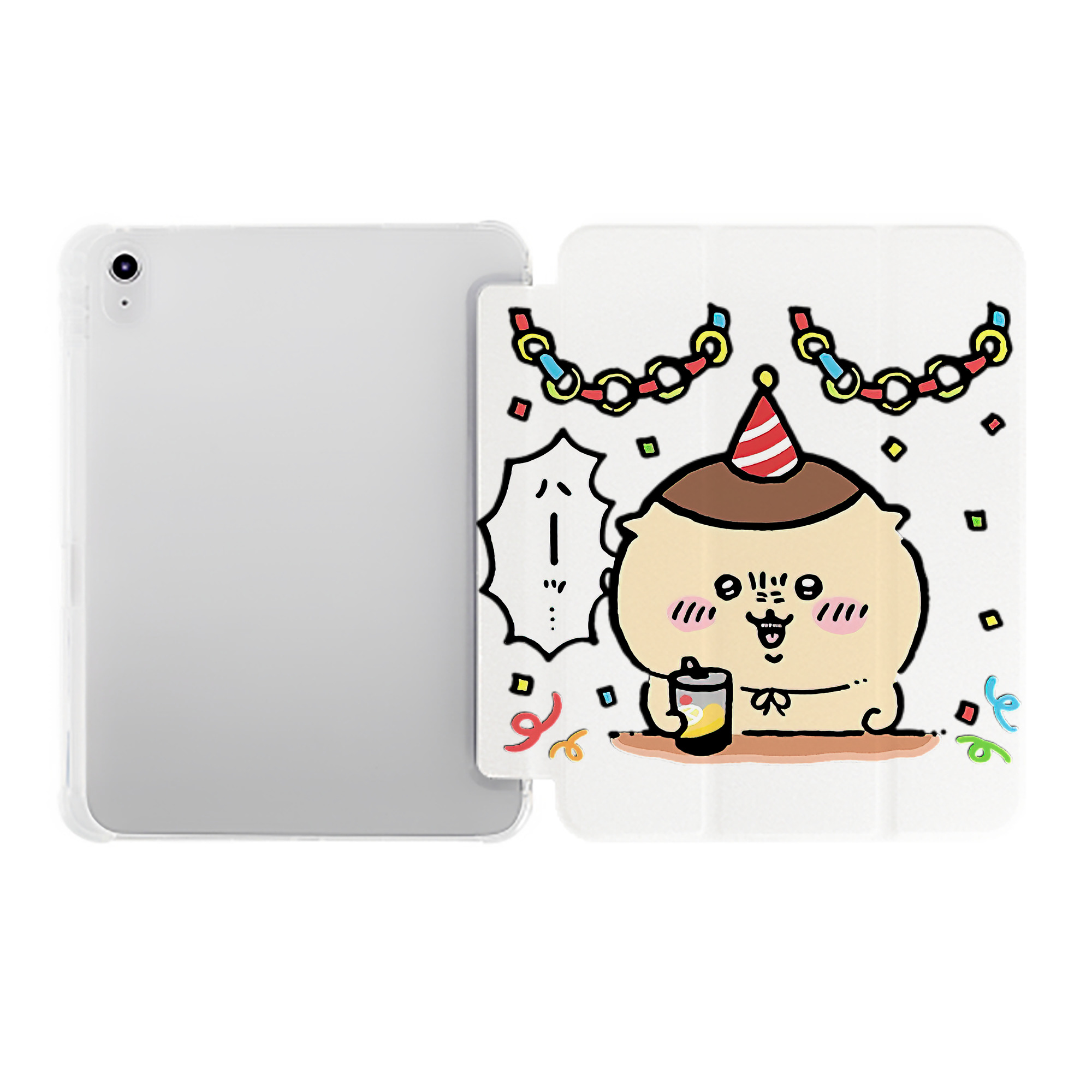 （画像用） ちいかわ くりまんじゅう Chii-kawa kuri manjū IPad ケース ペン収納付き 三つ折りスタンド PUレザー×シリコン 対応機種9.5/10.5/10.9インチ
